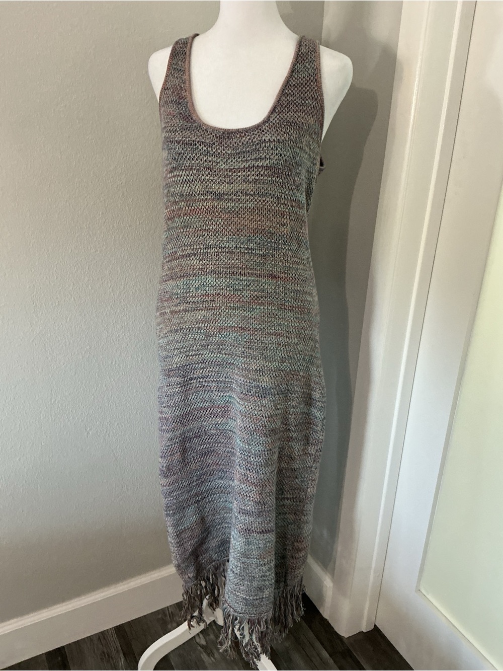 NWT Future Collective x Alani Noelle Crochet Fringe Midi Dress Multicolor Size L